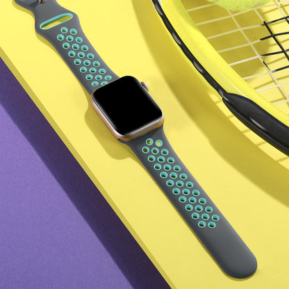 Lerobo Pulseira de Silicone Respirável para Apple Watch (Cinza/Verde Água)