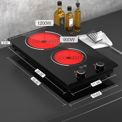 GTKZW Cooktop Elétrico 12" 110V com 2 Queimadores e Controle por Botão