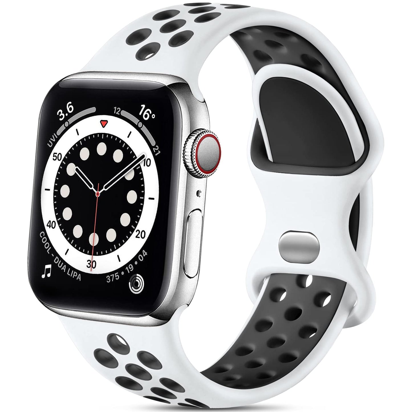 Lerobo Pulseira Silicone Apple Watch 38/40/41/44/45/49mm (Branco/Preto)