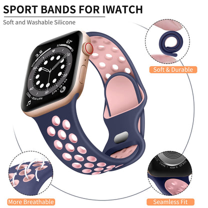 Lerobo Pulseira Esportiva Compatível com Apple Watch (Azul/Rosa)