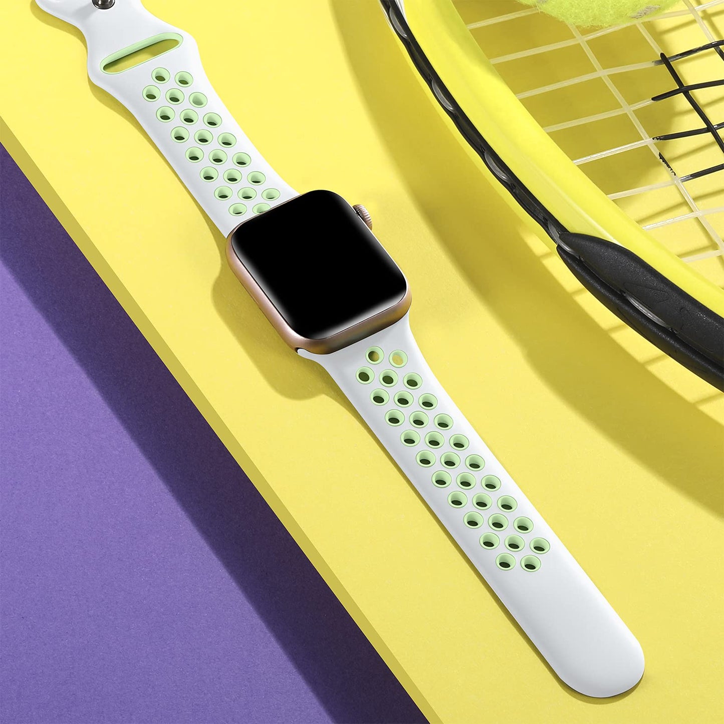 Lerobo Pulseira Silicone Apple Watch  38-49mm (Branco/Verde)