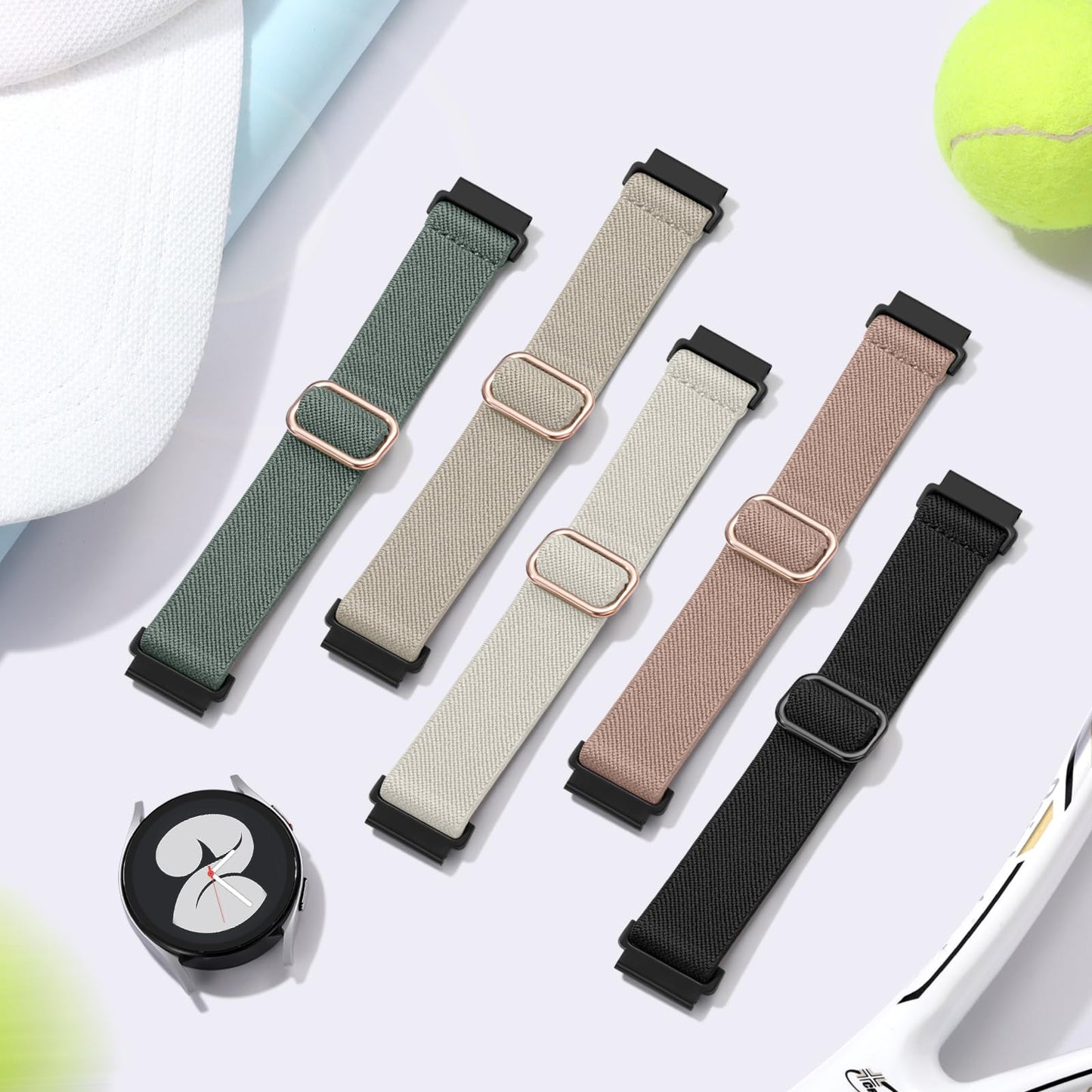 Lerobo 5 Pack Pulseiras Elásticas Nylon Compatível com Samsung Galaxy Watch