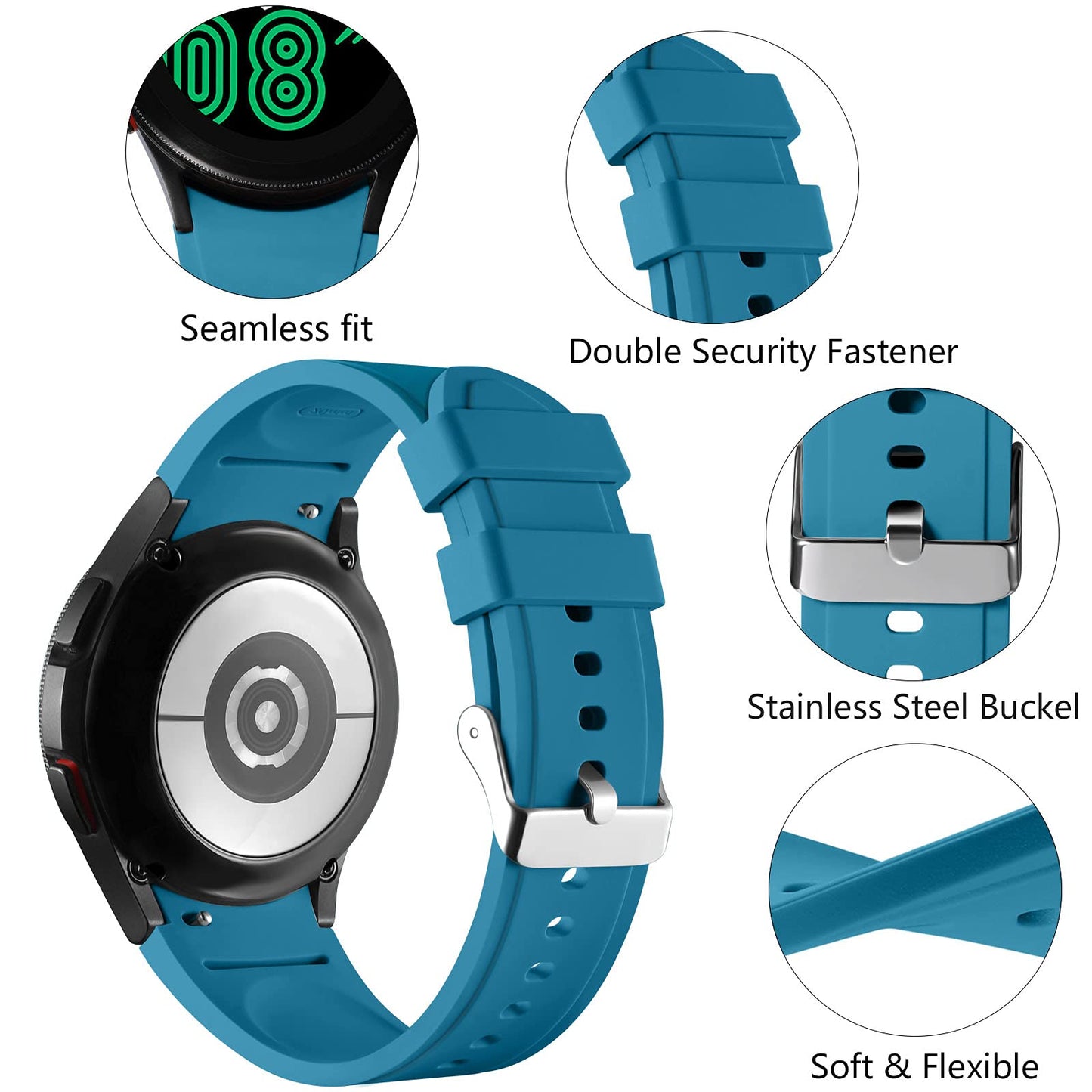 Lerobo Pulseira Silicone p/ Samsung Galaxy Watch (Azul Ardósia)