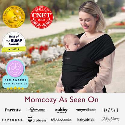 Momcozy Baby Wrap Carrier, Leve e Ajustável, Preto