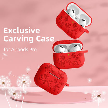 Lerobo Capa Gravada para AirPods Pro 1ª e 2ª Geração com Chaveiro (Vermelho)