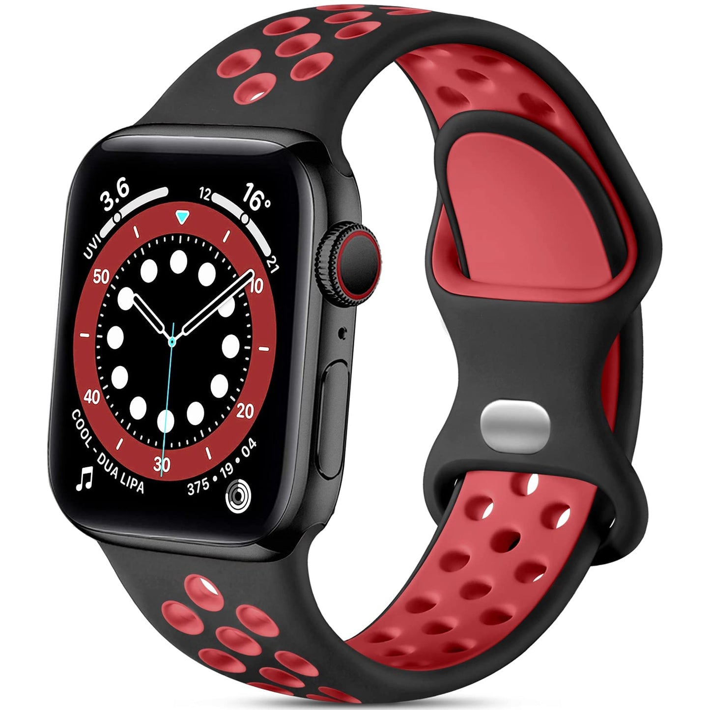 Lerobo Pulseira Esportiva Compatível com Apple Watch (Preto/Vermelho)