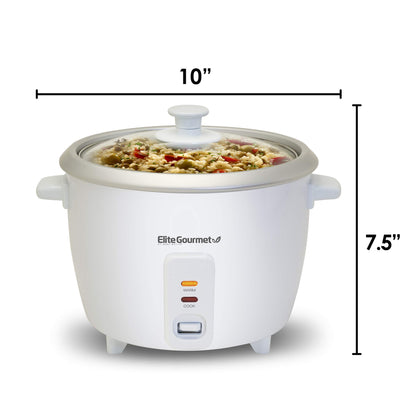 Elite Gourmet ERC-003 Panela de Arroz Elétrica 6-Cups Branco