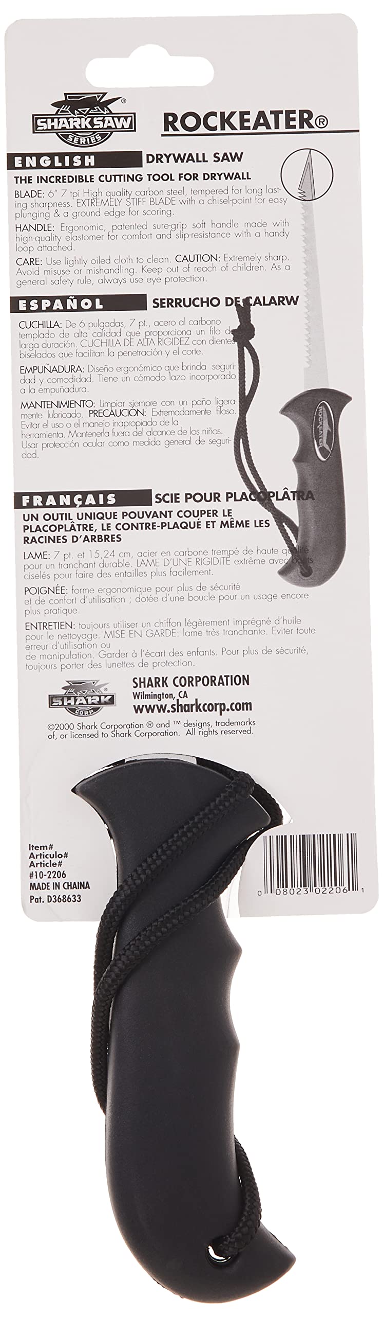 Shark Serra Rockeater para Drywall 15,2cm Aço Carbono Preto e Prata