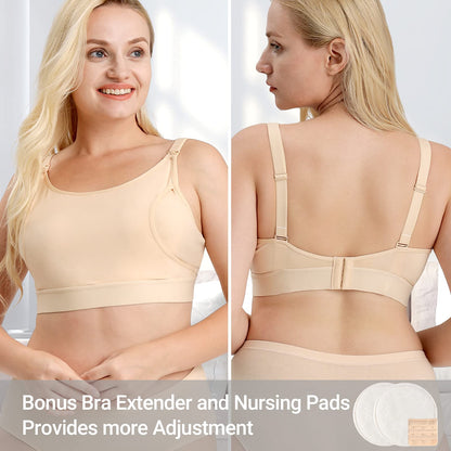 Momcozy Hands Free Pumping Bra X-Large Bege para Amamentação e Bombeamento