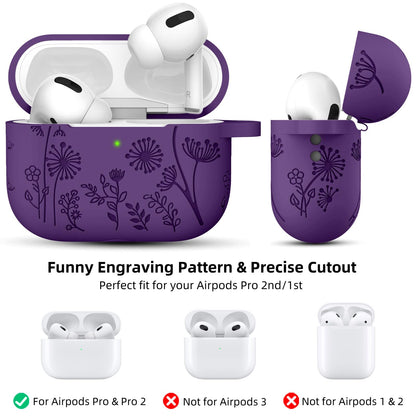 Lerobo Capa Gravada p/ AirPods Pro 1/2 Geração com Mosquetão (Roxo)