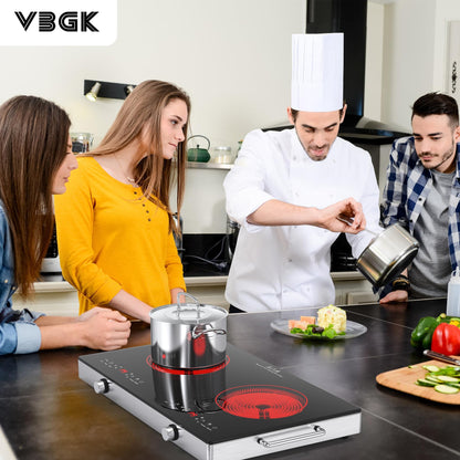 VBGK Cooktop Elétrico 24" 2400W 2 Queimadores Controle de Botão (Preto)