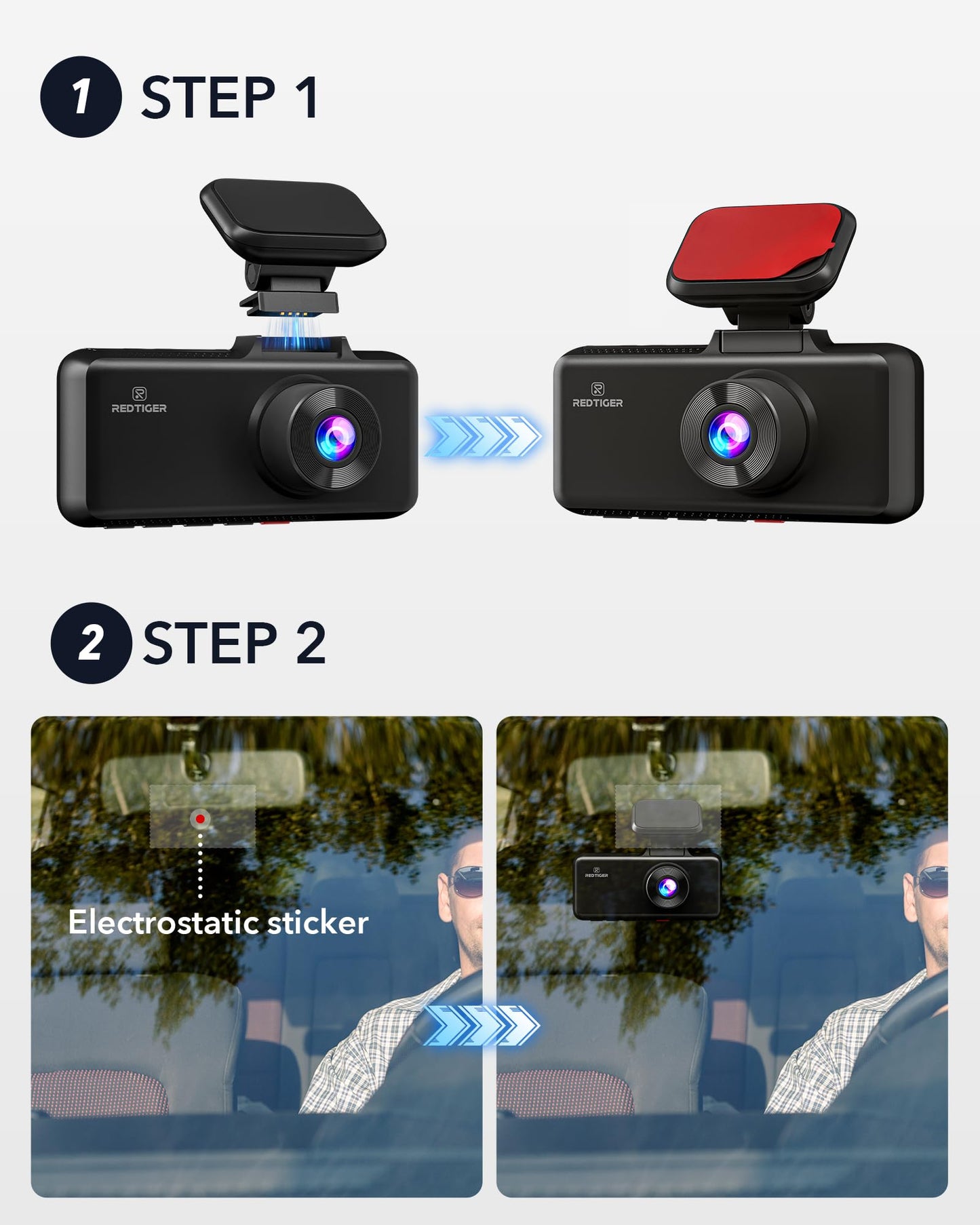 REDTIGER Suporte Adesivo para Dash Cam F17 com GPS Integrado