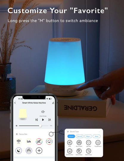 Momcozy Máquina de Som para Bebês com Luz Noturna e Controle por App - Azul