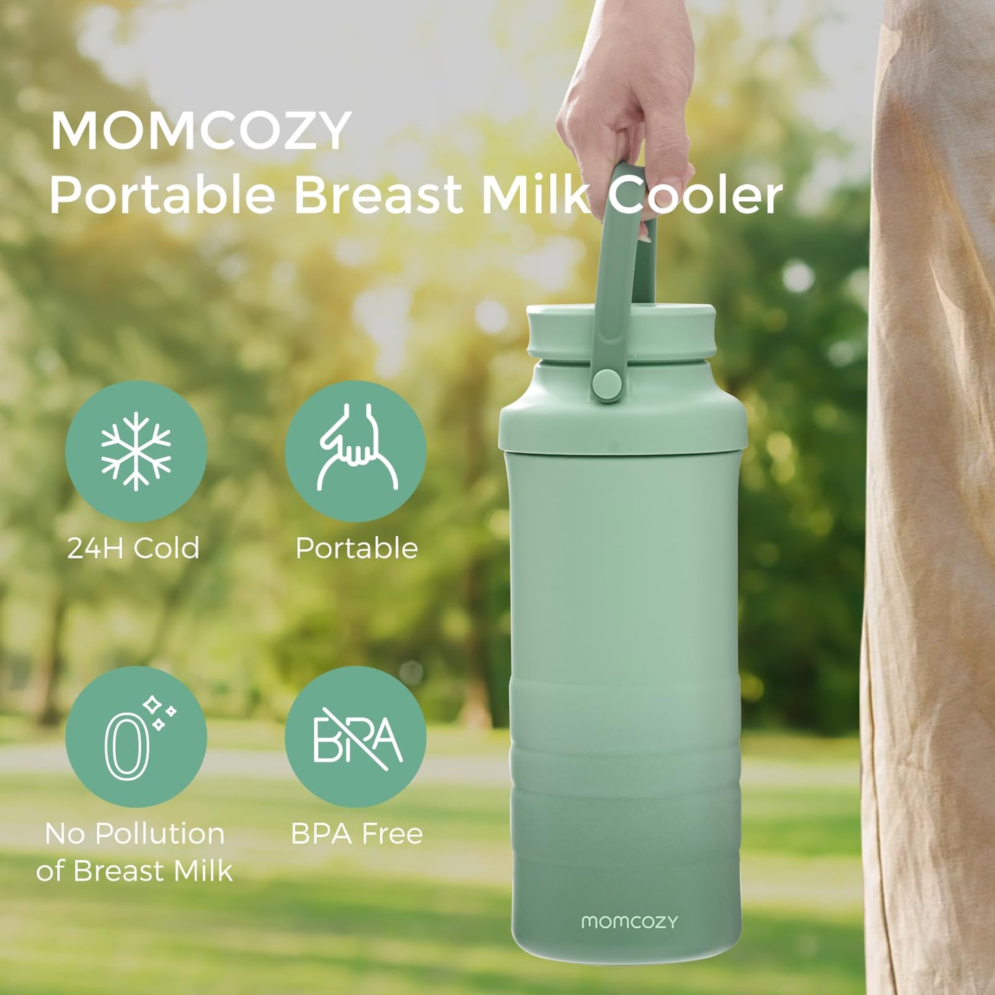 Momcozy Cooler Portátil para Leite Materno 22oz, Conservação por 24h, Capacidade Maior