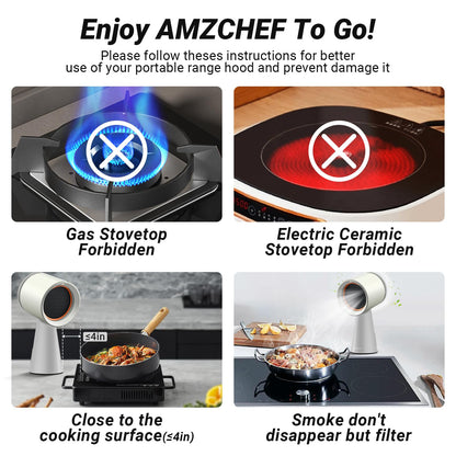 AMZCHEF Exaustor Portátil com Coletor de Óleo e 3 Velocidades (CCW)