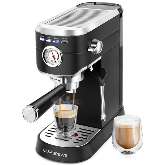 Casabrews Máquina de Espresso 20 Bar com Vaporizador de Leite, Preta