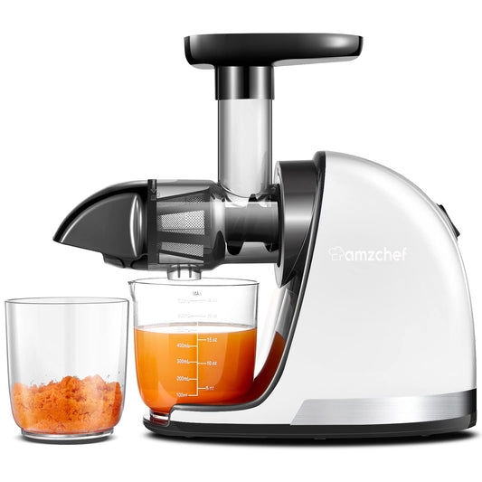 Amzchef Juicer Slow Masticating com Função Reversa (Branco Puro)