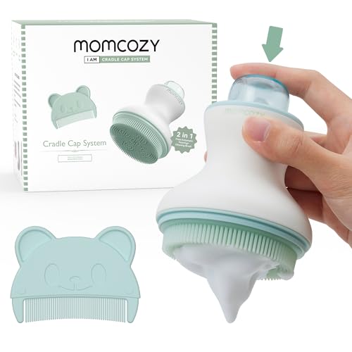 Momcozy Escova para Crosta Láctea 2 em 1 com Dispenser de Espuma (Verde)