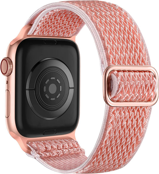 Lerobo Pulseira Nylon Solo Loop Compatível com Apple Watch Series 1-9 (Rosê)