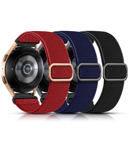 Lerobo Pulseiras de Nylon p/ Galaxy Watch, 3 Unid. (Vermelho/Azul/Preto)