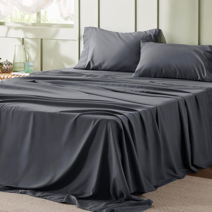 Bedsure Conjunto de lençóis de cama California King cinza