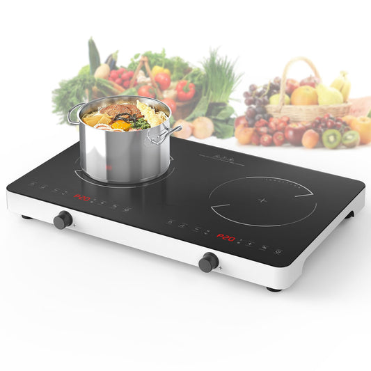 VBGK Cooktop de Indução 4000W, 2 Bocas, Controle de Botão, 110V, com Timer