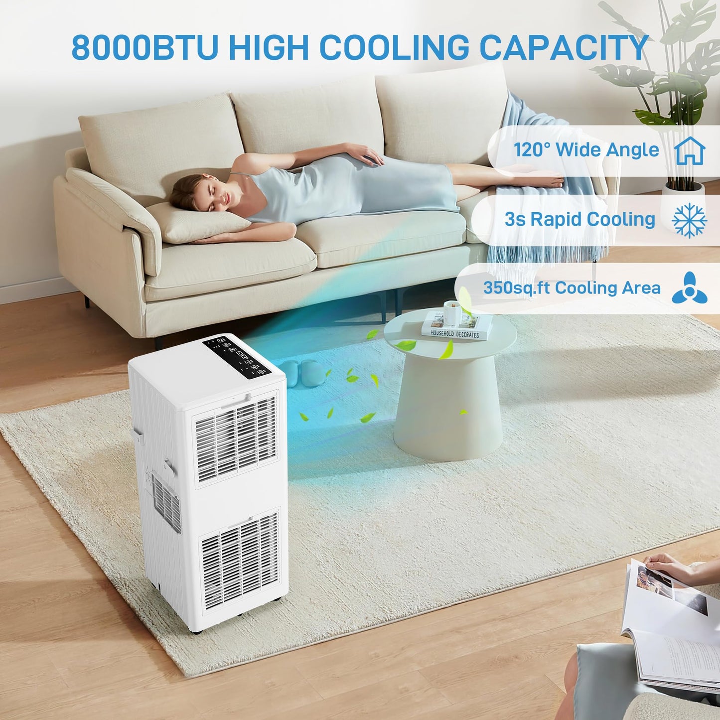 Takywep Ar Condicionado Portátil 8000 BTU Branco 32 m² 4 em 1