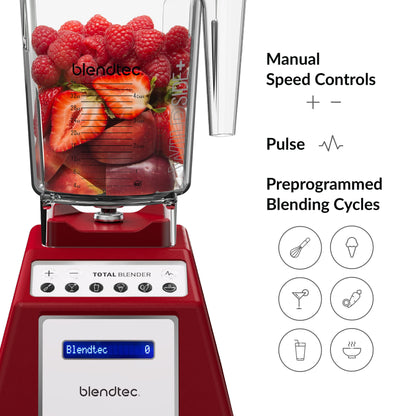 Liquidificador Blendtec Total Classic com Jarras WildSide+ e Twister (Vermelho)