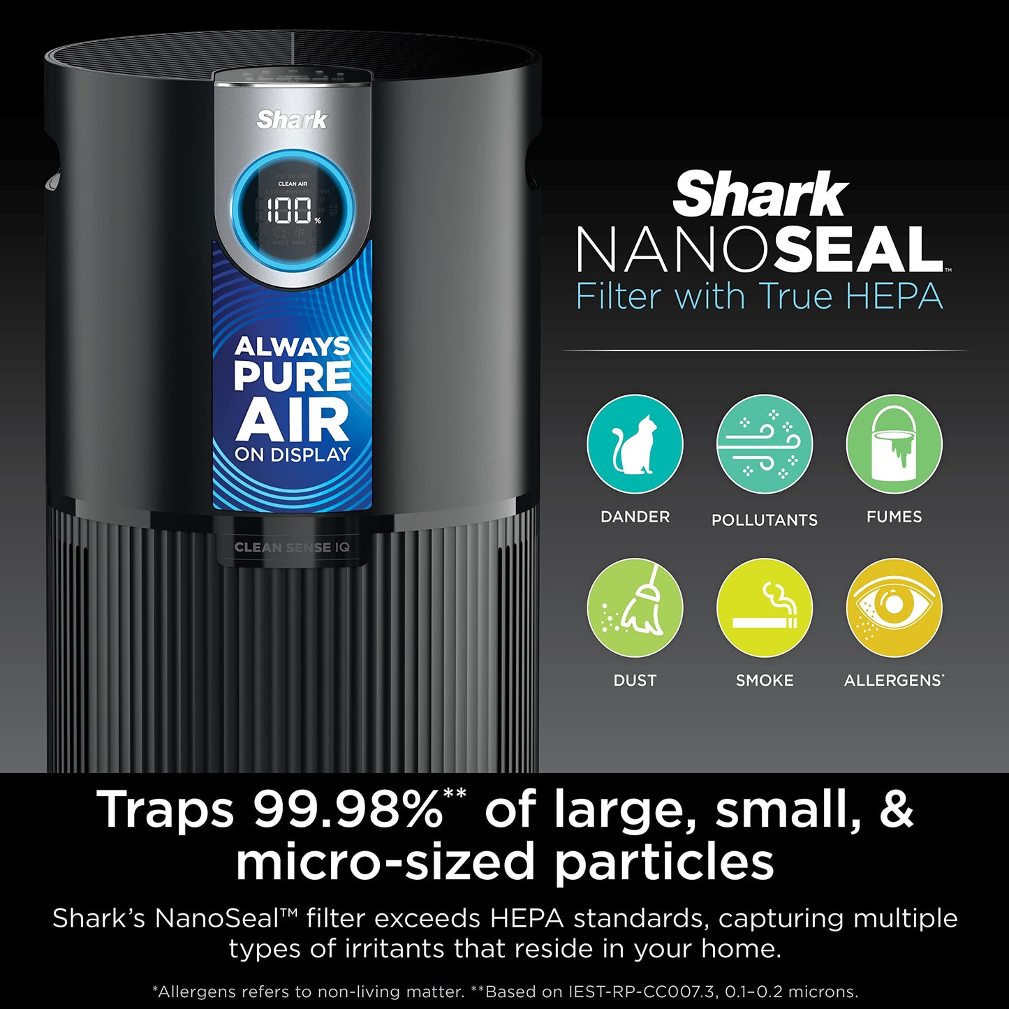 Shark Purificador AP1000 Clean Sense MAX HEPA 102 m² Cinza para Alergias e Poluentes