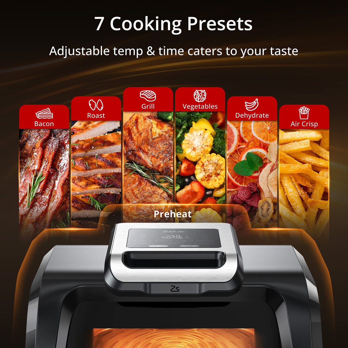 Takywep Grill e Air Fryer 7 em 1 Elétrico 1750W com Visor Preto