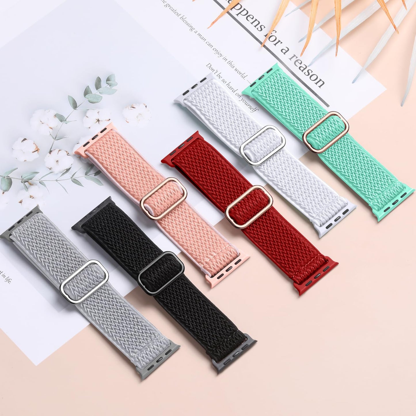 Lerobo 6 Pulseiras Trançadas Nylon p/ Apple Watch (6 Cores)