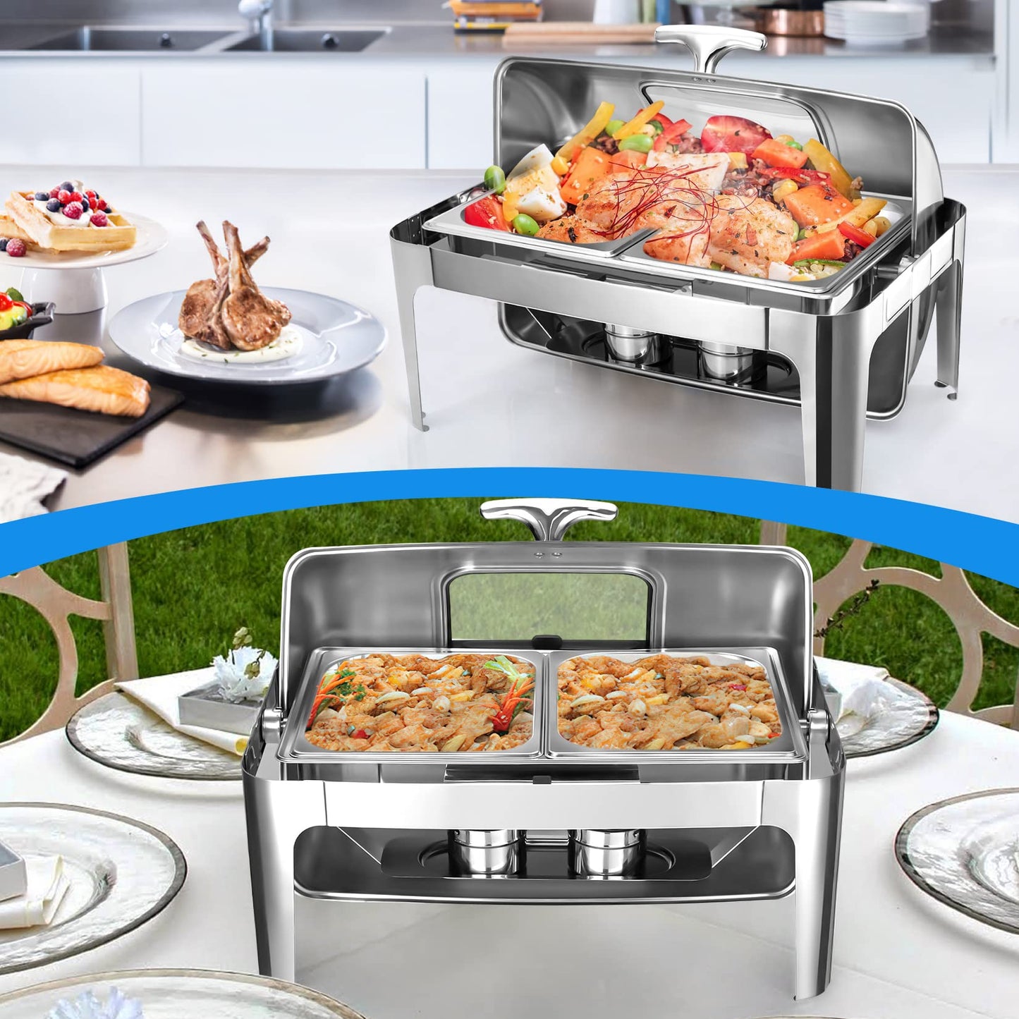 Takywep Réchaud 9 Qt 3 Peças Aço Inox Prata com Tampa Rolante