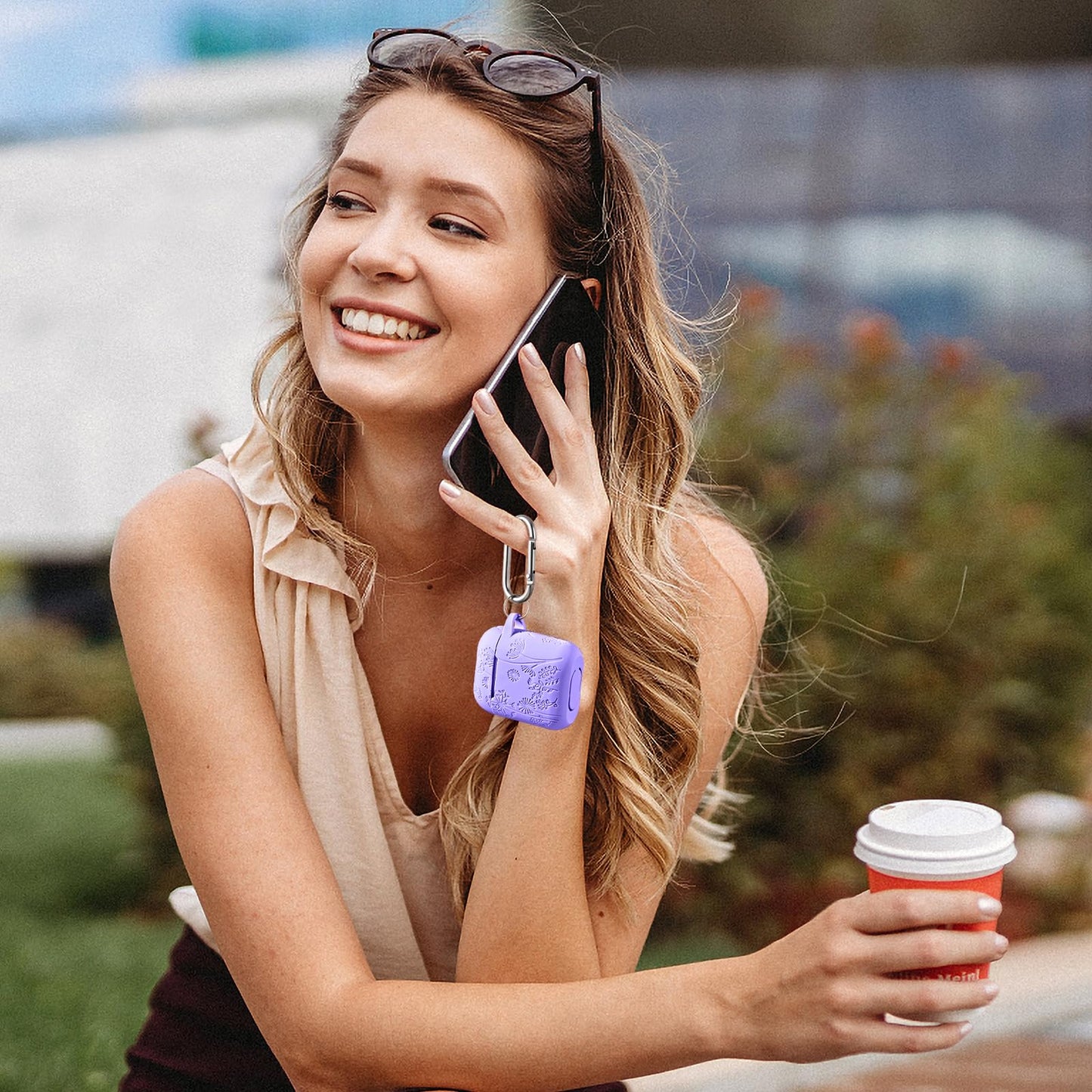 Lerobo Capa Protetora de Silicone Gravada para AirPods 1/2 (Azul Violeta)