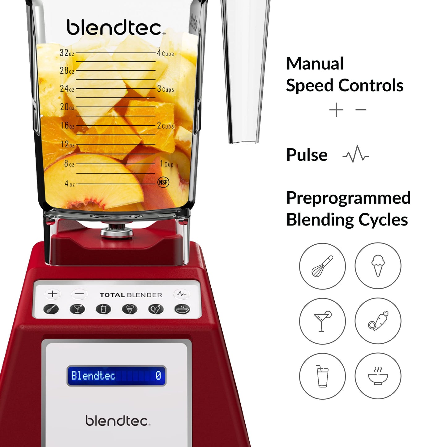 Blendtec Total Classic Original e Jarra FourSide 75oz - Pacote Vermelho