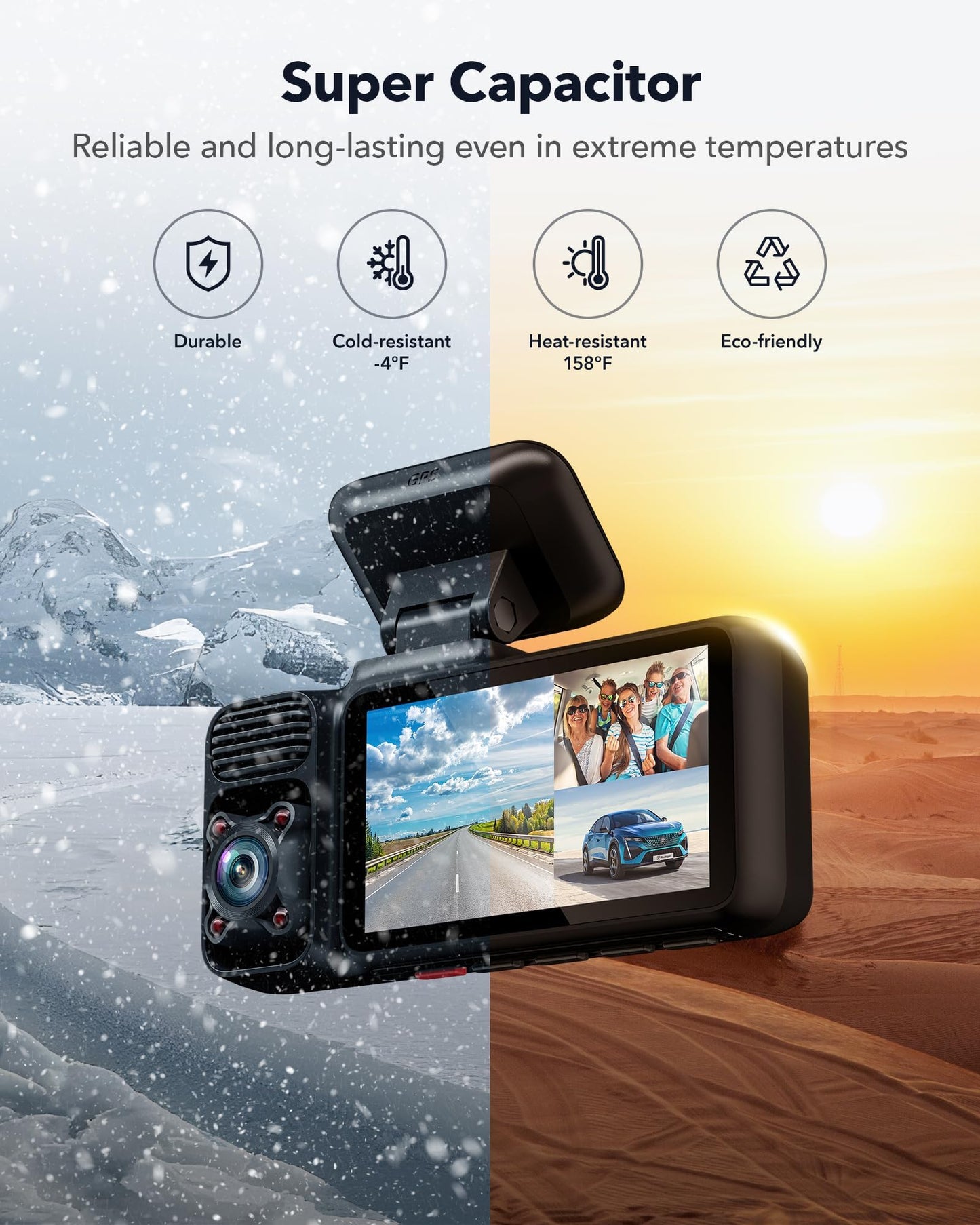 REDTIGER F17 Dash Cam 4K Tripla com Wi-Fi 5GHz, GPS e Cartão 64GB