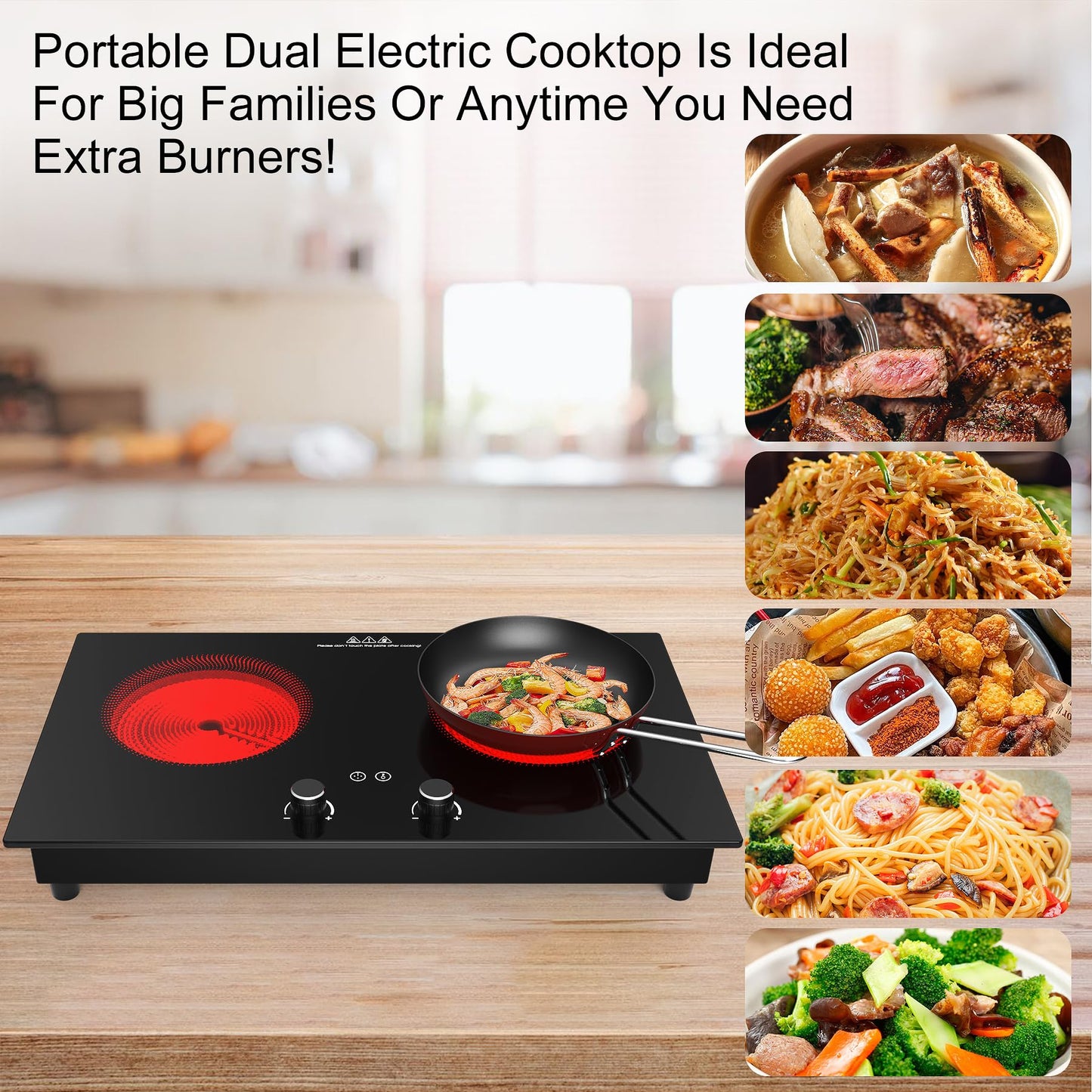 VBGK Cooktop Elétrico 24" 2400W com 2 Queimadores e Tela Touch (Preto)