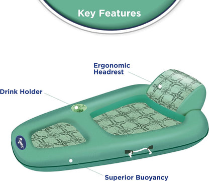 Aqua boia inflável para piscina com encosto de cabeça