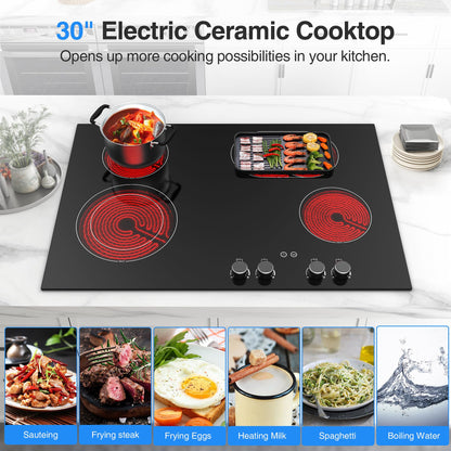 VBGK Cooktop Elétrico 30" 7200W com 4 Queimadores e Controle por Botão