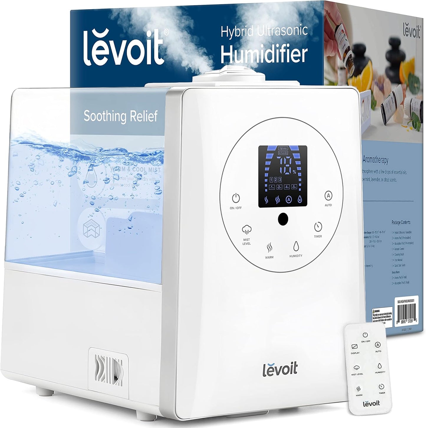 LEVOIT Umidificador 6L Ultrassônico Quente e Frio com Difusor de Óleos (Branco)