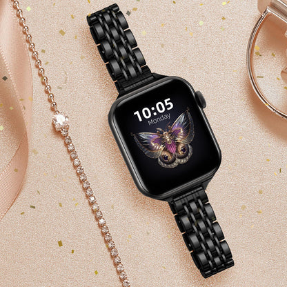 Lerobo Pulseira Aço Inox Fina p/ Apple Watch (Preta)