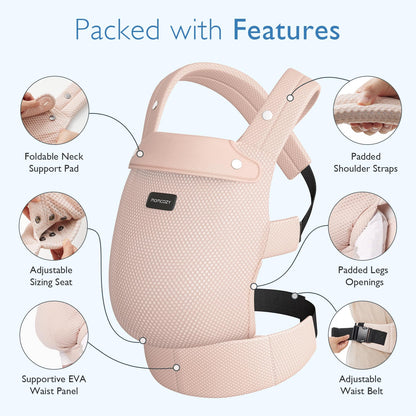 Momcozy Canguru Respirável Air Mesh com Suporte Lombar (Rosa)