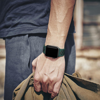 Lerobo Pulseira Esportiva Compatível com Apple Watch (Verde Escuro/Preto)