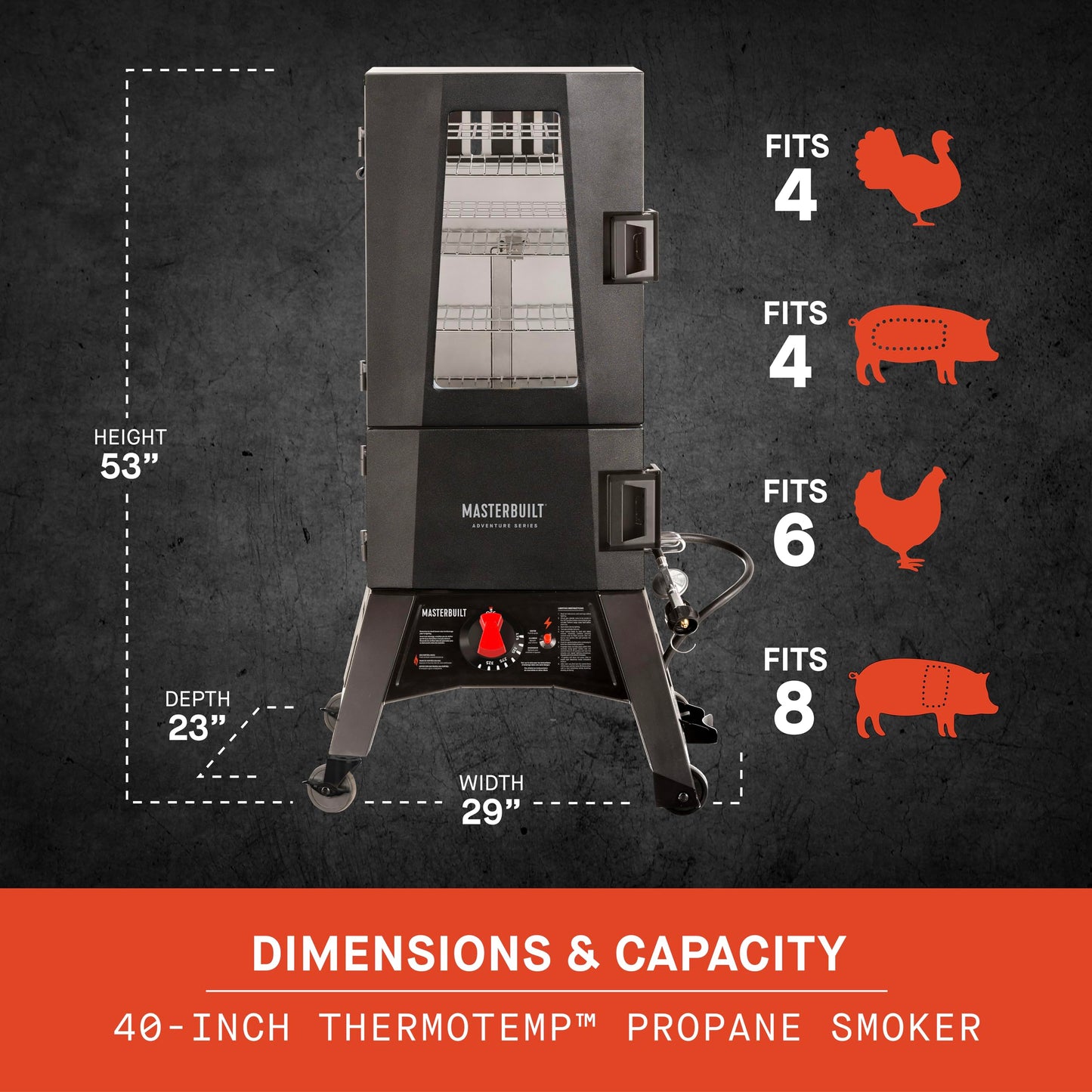 Masterbuilt Defumador Vertical a Gás 40" ThermoTemp Preto