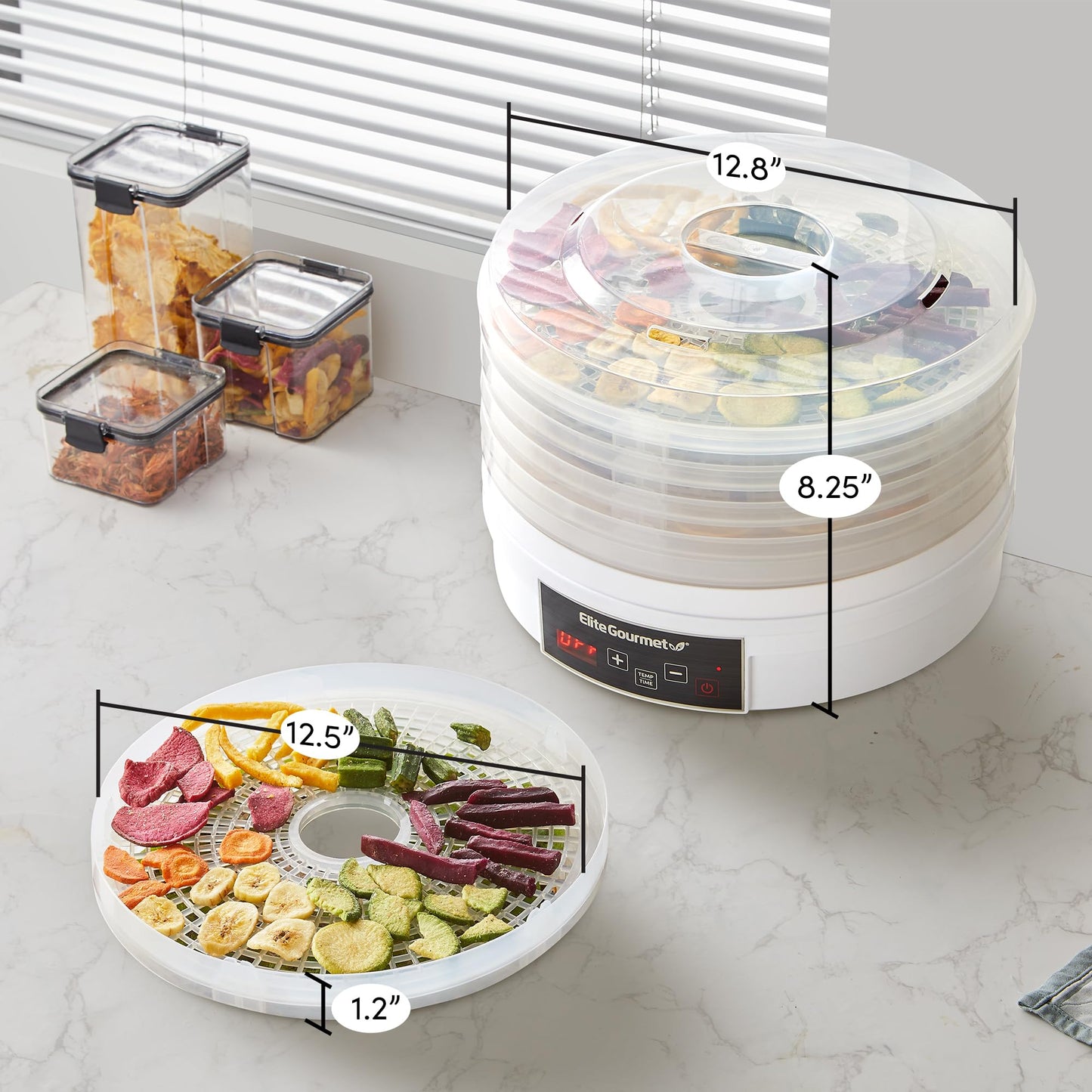 Elite Gourmet Desidratador Digital de Alimentos 5 Bandejas BPA-Free (Branco)