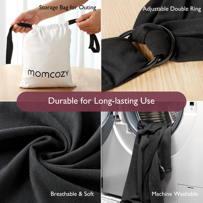 Momcozy Baby Wrap Carrier, Leve e Ajustável, Preto