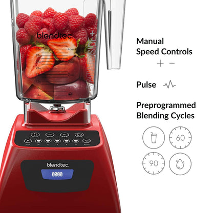 Blendtec Classic 575 Blender - Jarras WildSide+ e FourSide - Vermelho Poppy