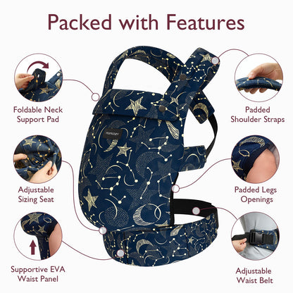 Momcozy Canguru Ergonômico para Bebês de 7-20kg Estampa Starry Night