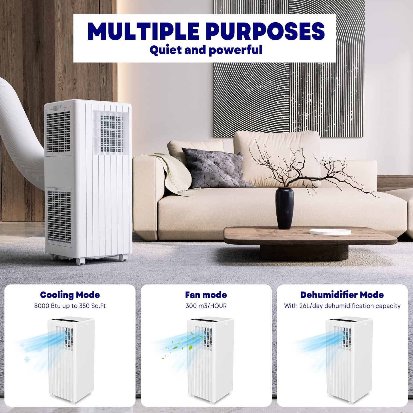 Takywep Ar-Condicionado Portátil 8.000 BTU 3 em 1 com Controle Remoto