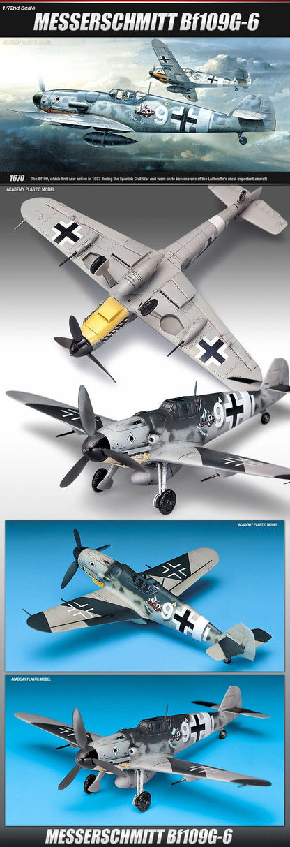 Academy 1/72 Messerschmitt Bf 109G-6 - Kit de Montagem para Avião