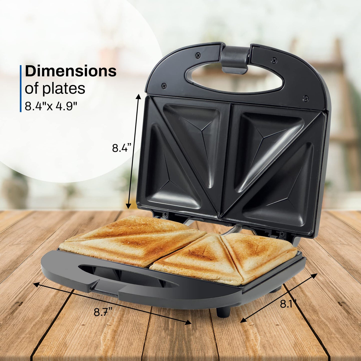 Elite Gourmet Sanduicheira e Panini Maker 2 Fatias Antiaderente (Preto)